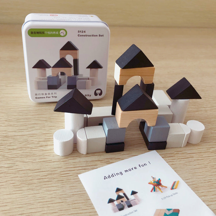 Houten Cognitieve Puzzelblokjes – In Blikverpakking