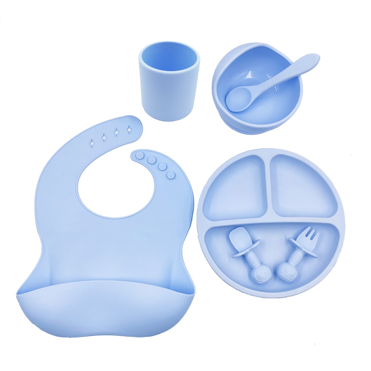Silicone baby eetset – inclusief slabbetje, beker en lepel ️