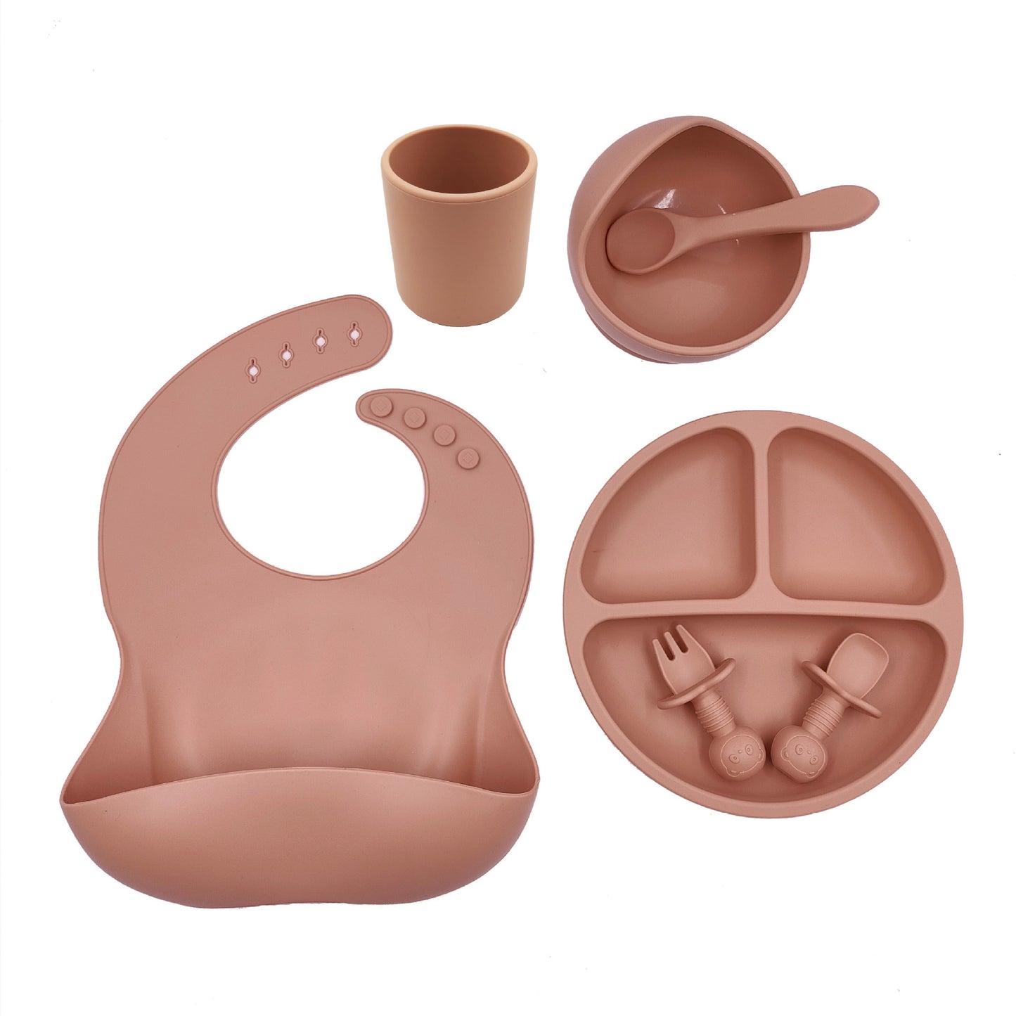 Silicone baby eetset – inclusief slabbetje, beker en lepel ️